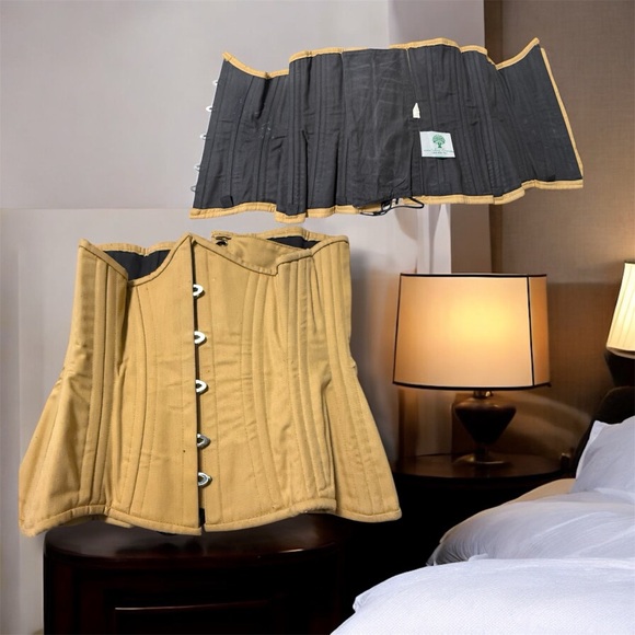 Tan Corset Bustier, Waist Trainer, High Shape-ware, Under-Bust, Boned, Cotton 26 - Picture 3 of 11